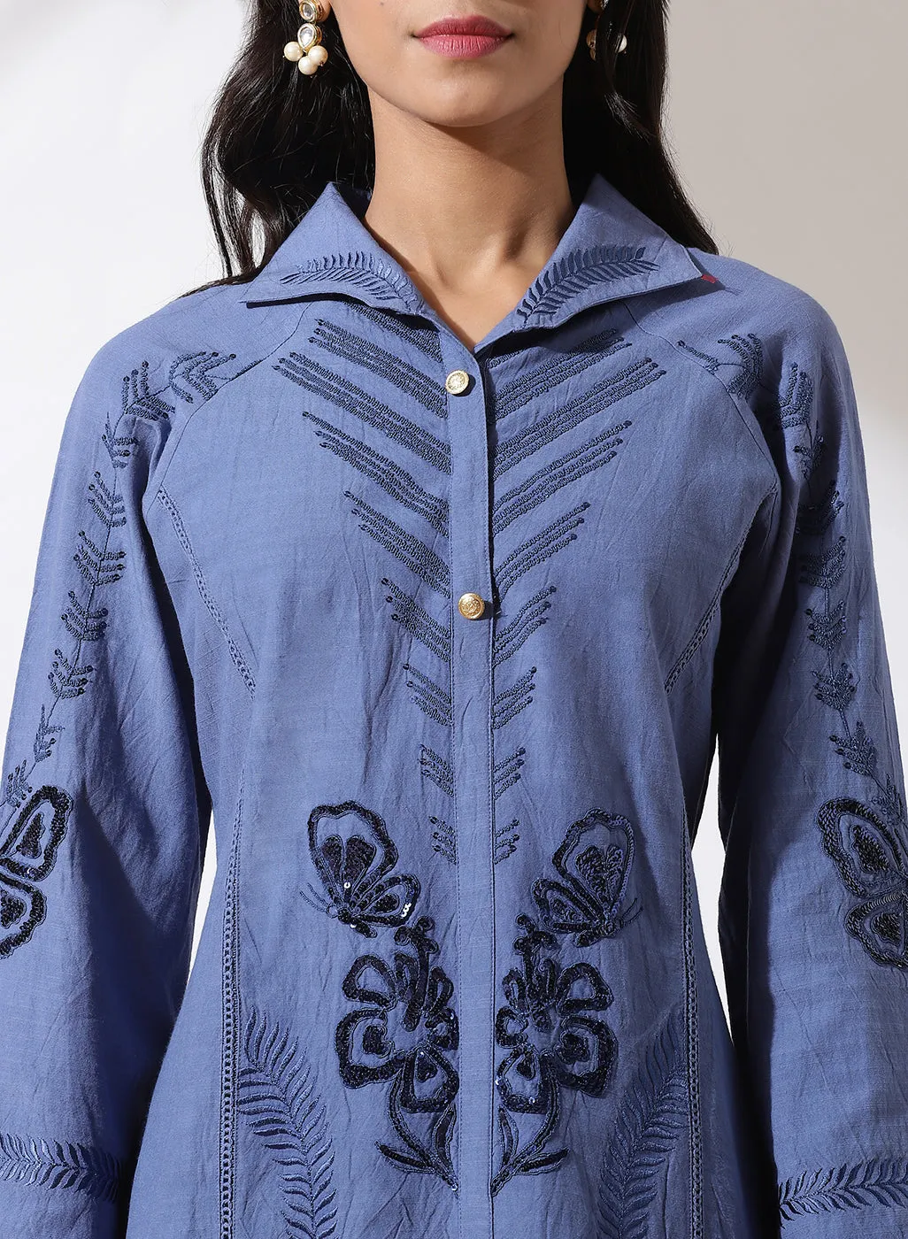 Blue Solid Kurta