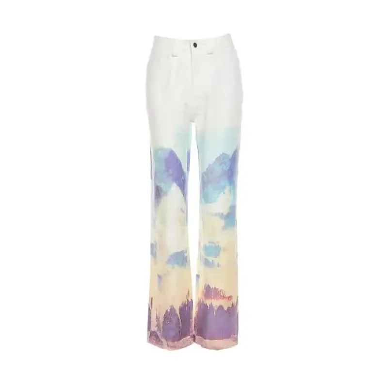 Kawaii Landscape Cyber High Waist Jeans