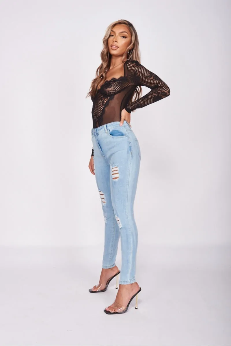 Light Blue Distressed Skinny Jeans