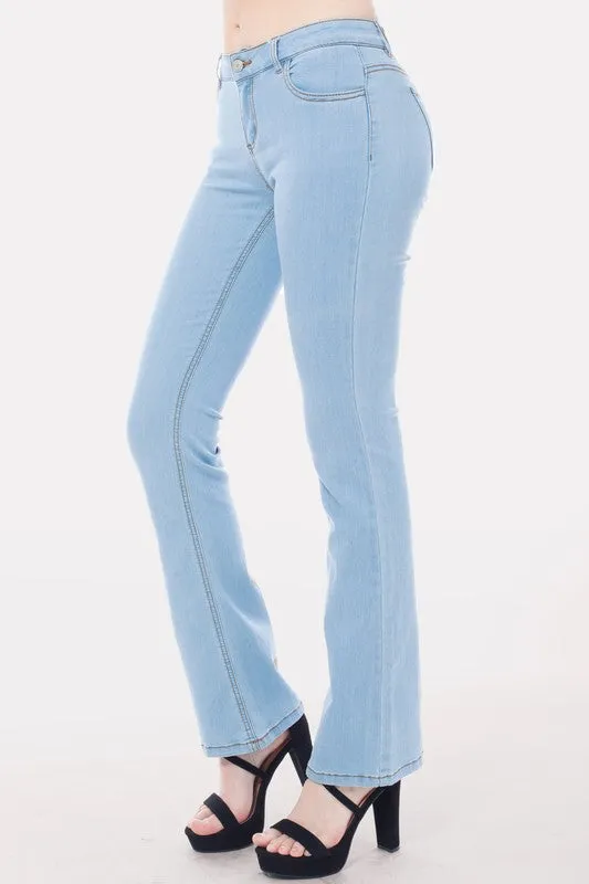 Ltdenim Mid Rise Slim Bootcut Jean