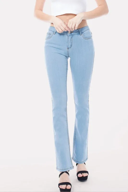 Ltdenim Mid Rise Slim Bootcut Jean