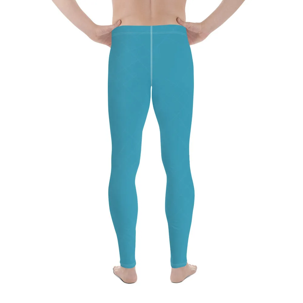 Men's Leggings Teal Blue (Gingham)