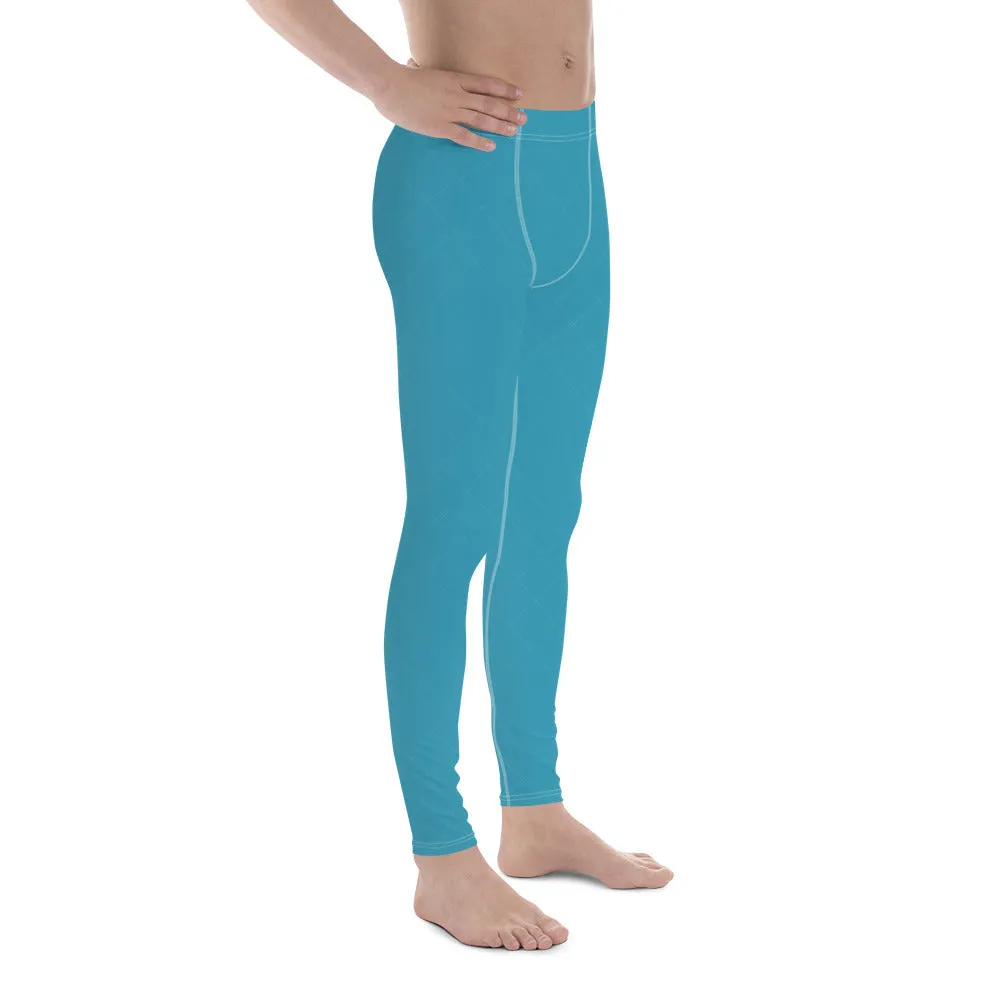Men's Leggings Teal Blue (Gingham)
