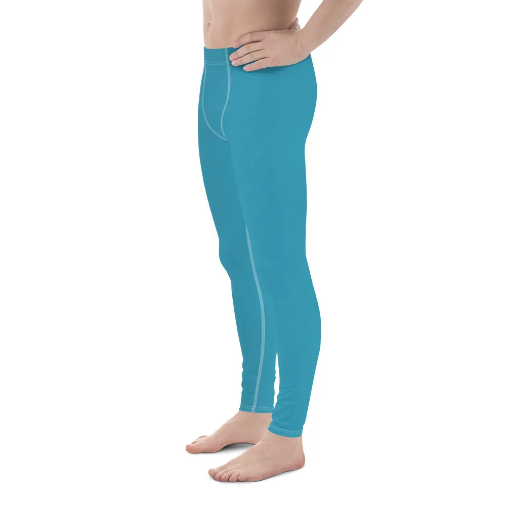 Men's Leggings Teal Blue (Gingham)