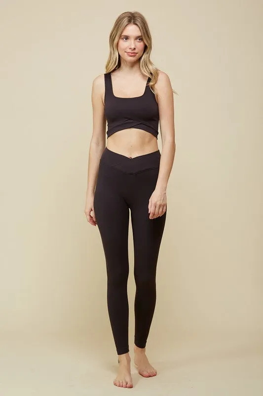 Night Black Overlap Tank Top And Flare Pants