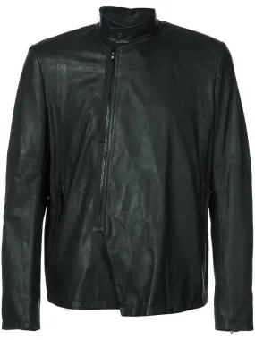 Off Center Zipped Leather Jacket