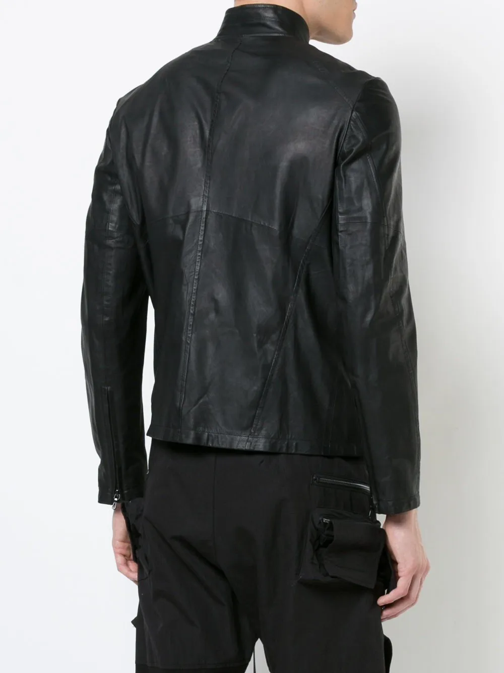 Off Center Zipped Leather Jacket