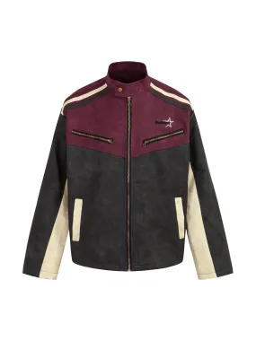 Thesupermade Functional Stitching PU Leather Jacket
